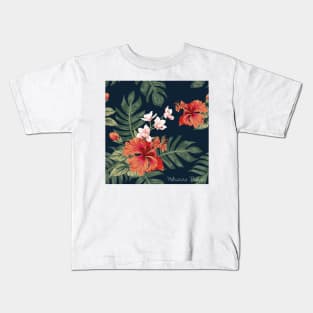 Hibiscus Flower Seamless Pattern Kids T-Shirt